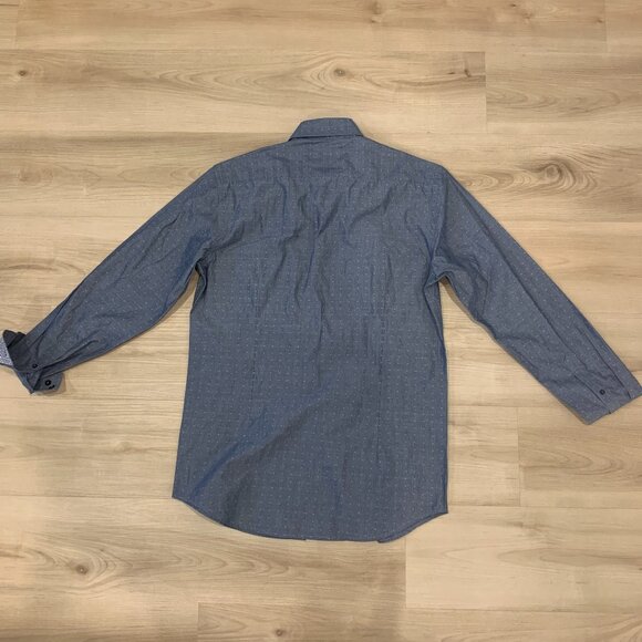 Men's Steel and Jelly Navy w/dotted print button down shirt flip cuff NWT Medium - Picture 2 of 9